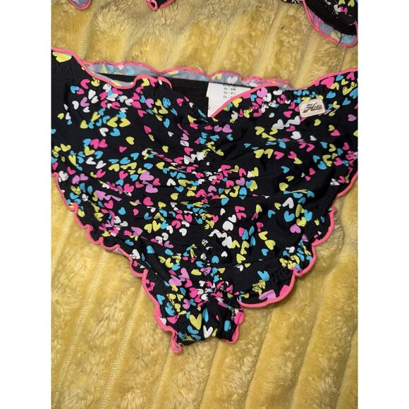 Girls Multicolored Bikini, Black Hearts, Hobie Size 10 - Picture 5 of 8